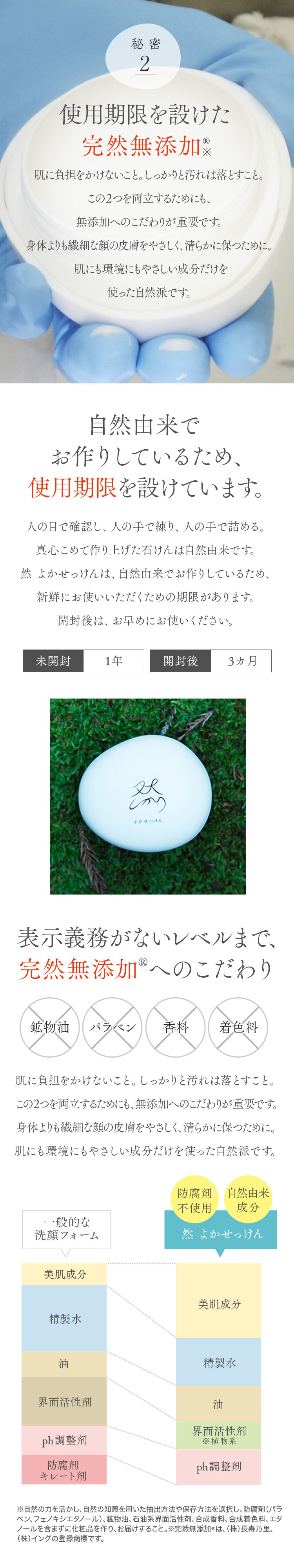 然 よかせっけん　秘密2 使用期限を設けた完然無添加
