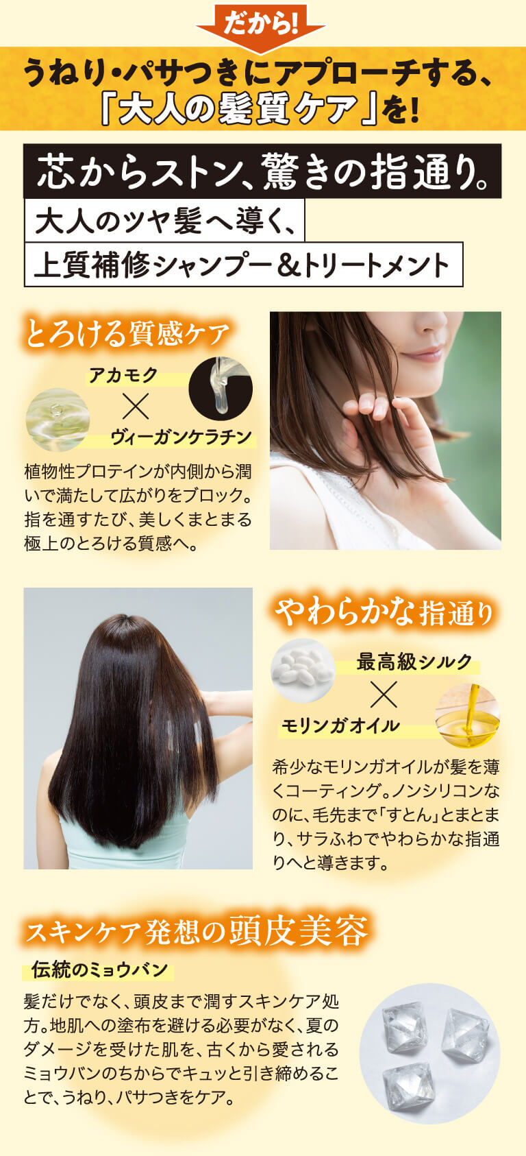 だから！うねり・パサつきにアプローチする、「大人の髪質ケア」を！