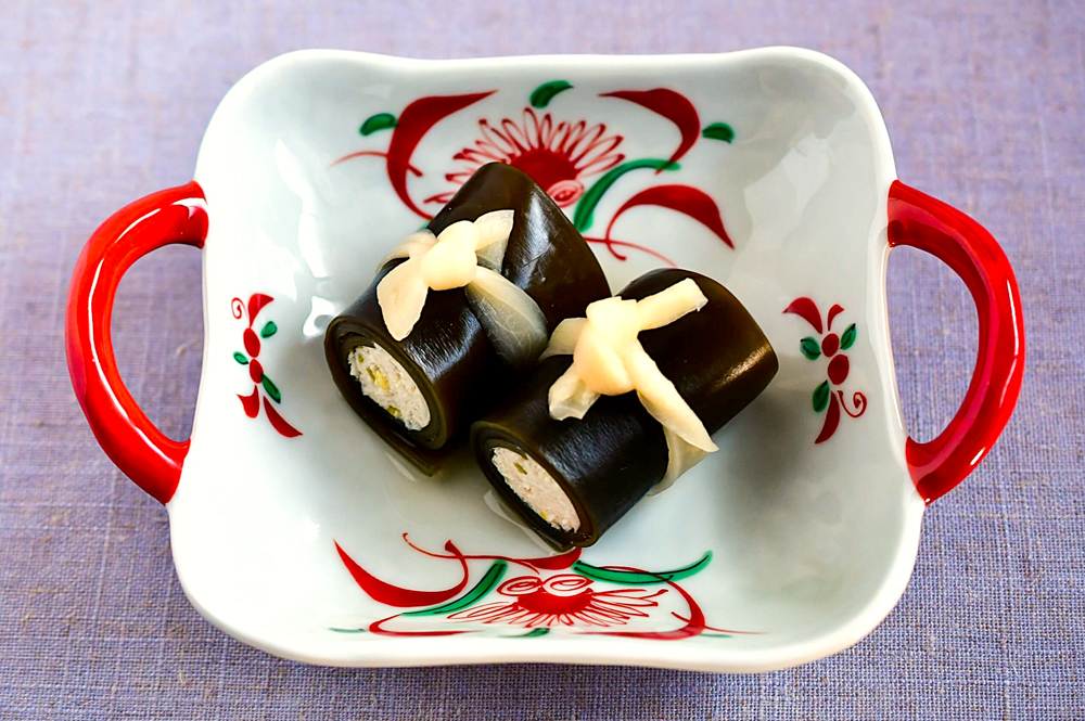 ひき肉入り昆布巻き