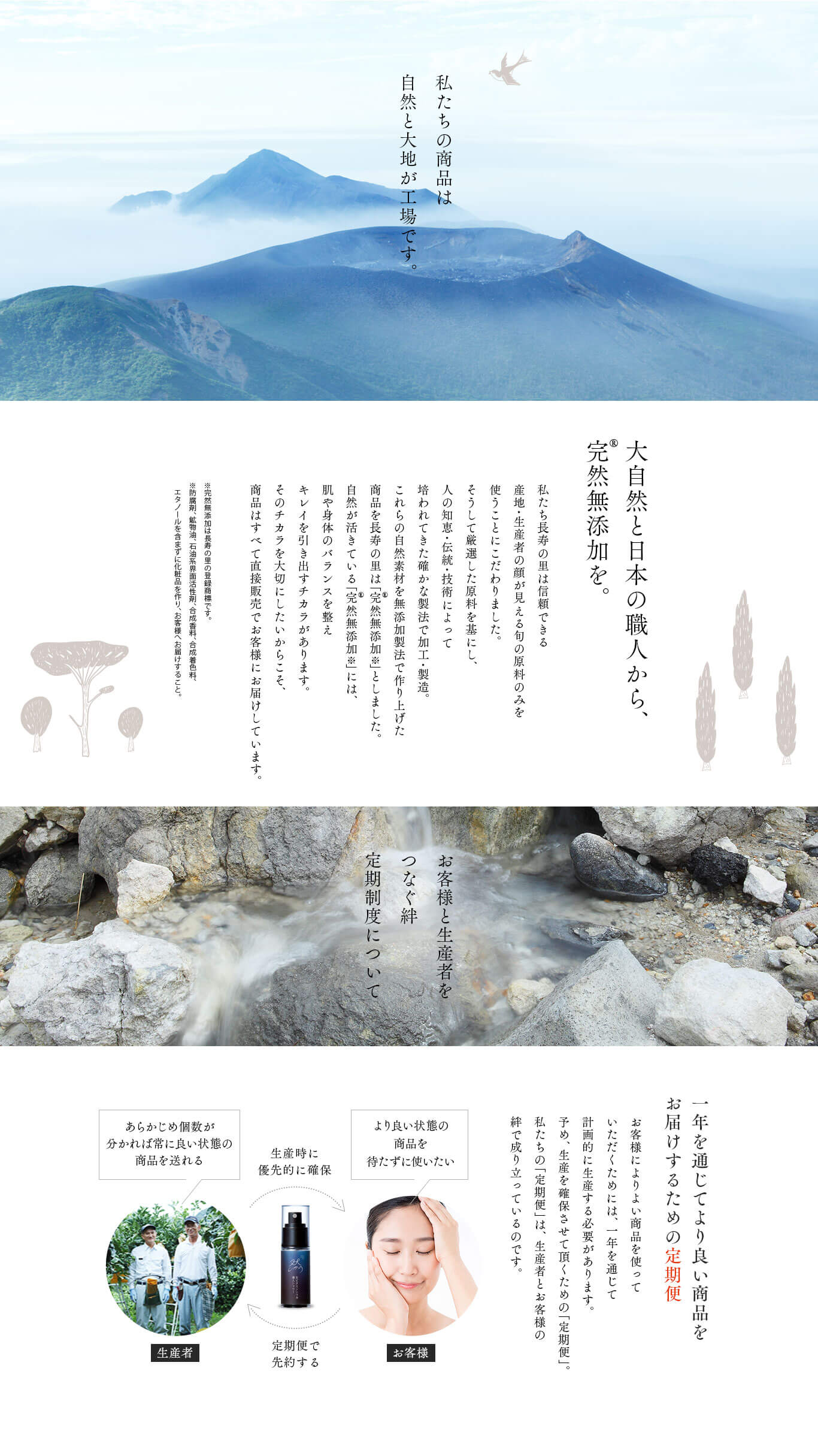 然+生ビタミンシリカ導入シャワー　私たちの商品は自然と大地が工場です。
