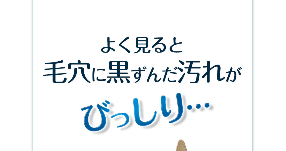 よく見ると毛穴に黒ずんだ汚れがびっしり…