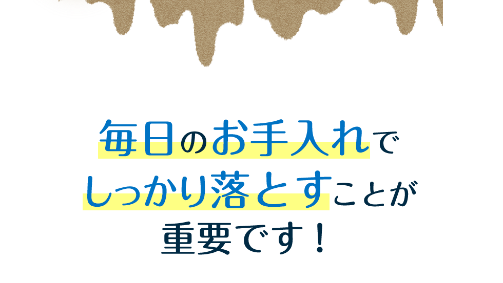 毎日のお手入れでしっかり落とすことが重要です！